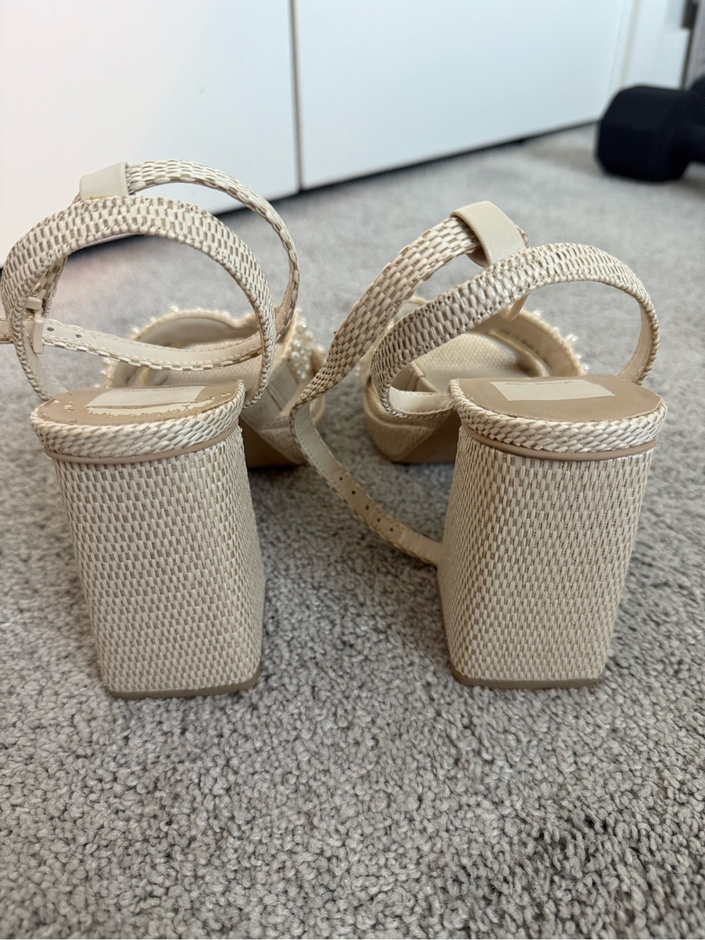 Dolce Vita Aries Pearl-Embellished Block Heel Sandals - Picture 9 of 10